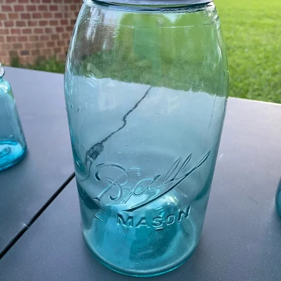 Set of 8 1/2 Gallon Vintage(1910) Ball Glass Jars with Original Zinc Lids